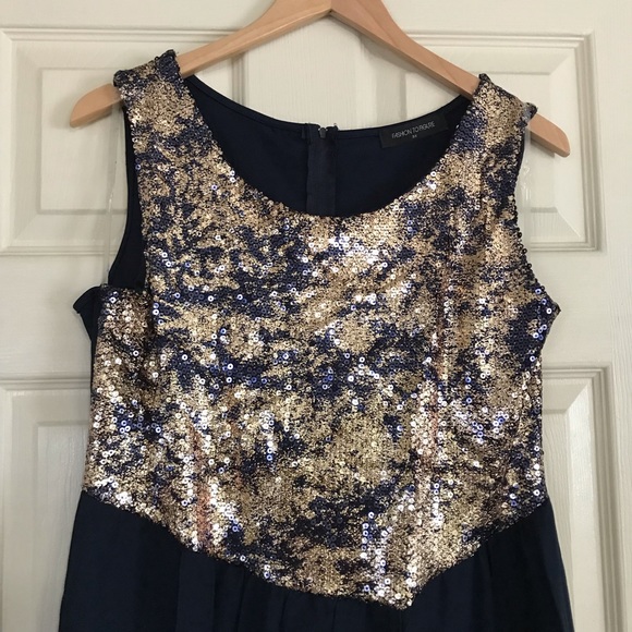 NWOTs Navy Sequins high/low Dress - Picture 3 of 5